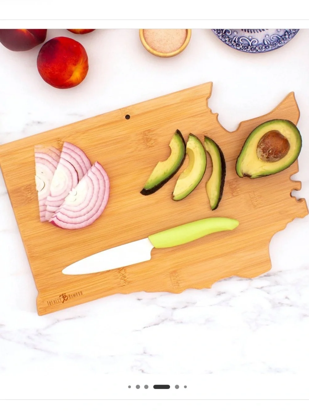 Totally Bamboo Destination Washington State State-Shaped Serving Cutting Board
